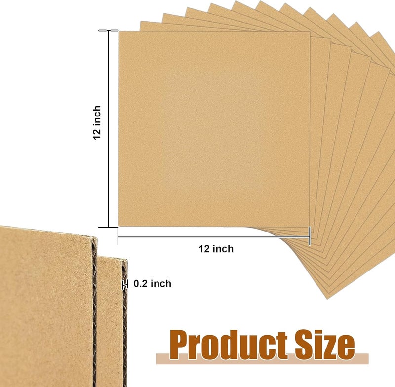 YZtree 50 Corrugated Cardboard Sheets - 12x12 Inches Flat Card Board Inserts LP record Corrugated Cardboard Insert Pads for Packing, Mailing, DIY Crafts - Image 2